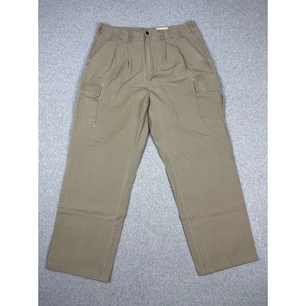 Vintage Eddie Bauer Cargo Pants Mens 36Tx30 Brown Khaki 90s Hiking Deadstock NWT